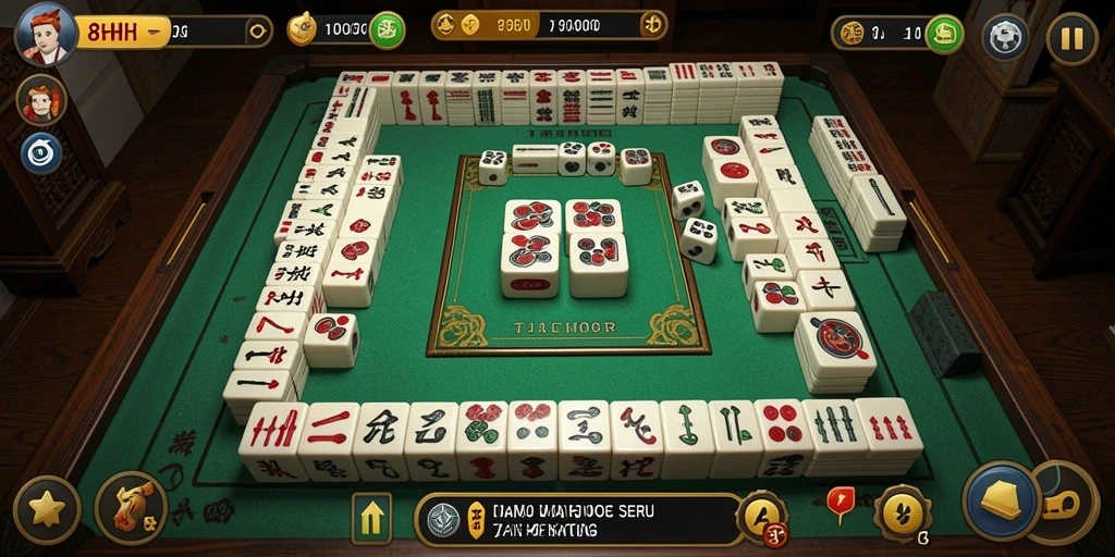 Tangkapan layar utama 8HHH menampilkan aksi permainan Mahjong yang seru dan menarik.