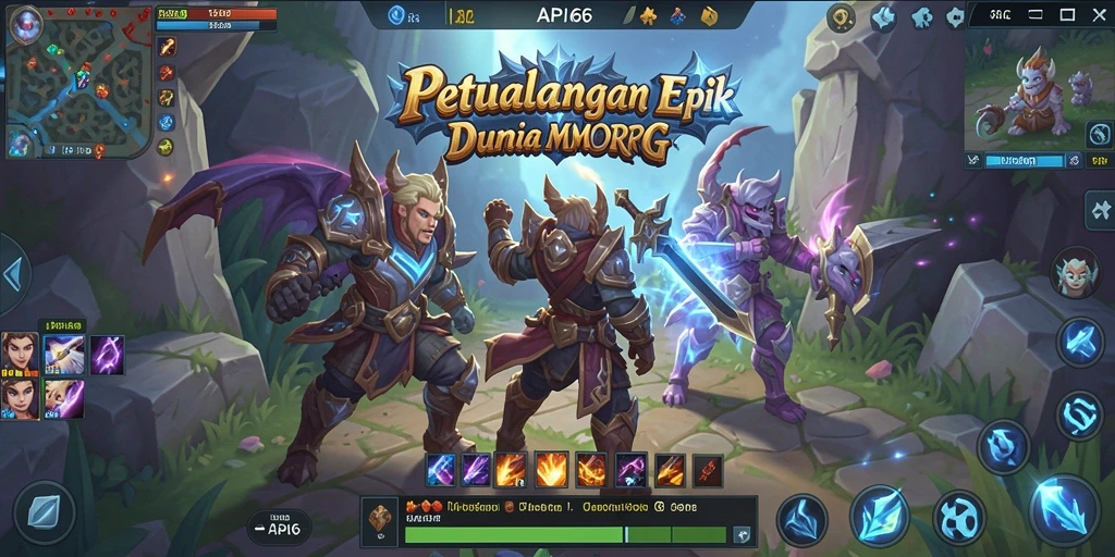 Screenshot gameplay API66 menampilkan pertempuran epik di dunia MMORPG.