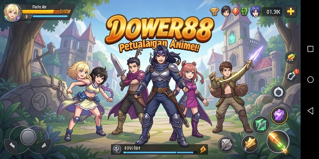 Screenshot gameplay DOWER88 menampilkan aksi karakter anime yang menegangkan.