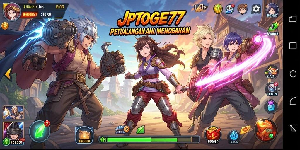 Screenshot gameplay JPTOGEL77 menampilkan karakter Anime yang beraksi.