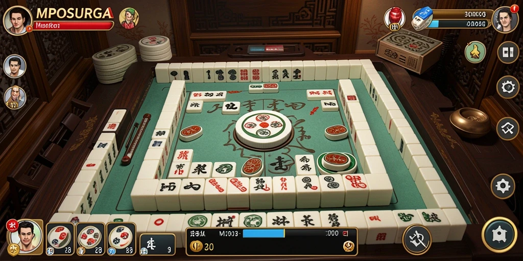 Tangkapan layar gameplay MPOSURGA menunjukkan papan Mahjong yang menawan.