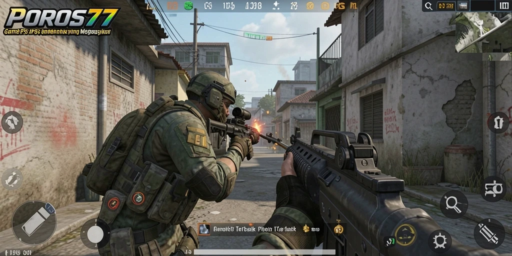 Screenshot menunjukkan gameplay intens dan grafis menakjubkan di POROS77.