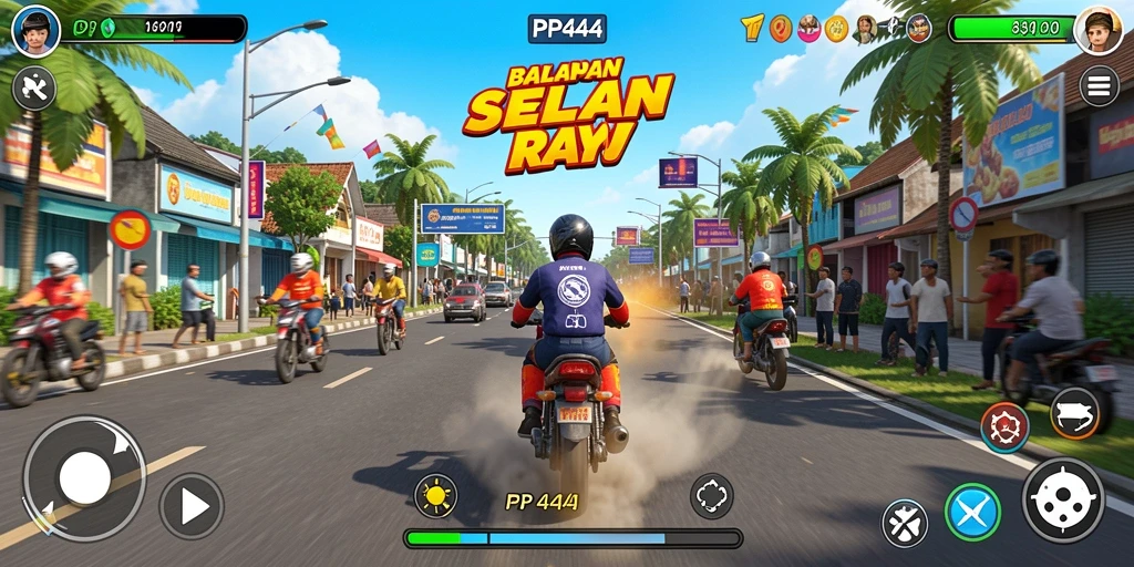 Screenshot PP444 menampilkan aksi balapan yang menegangkan.