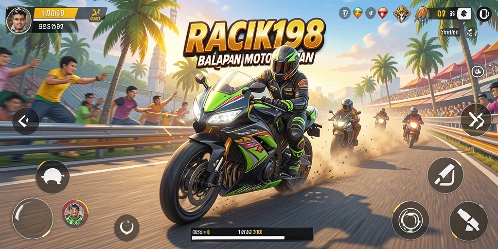 Gameplay seru dengan berbagai trek balapan motor.