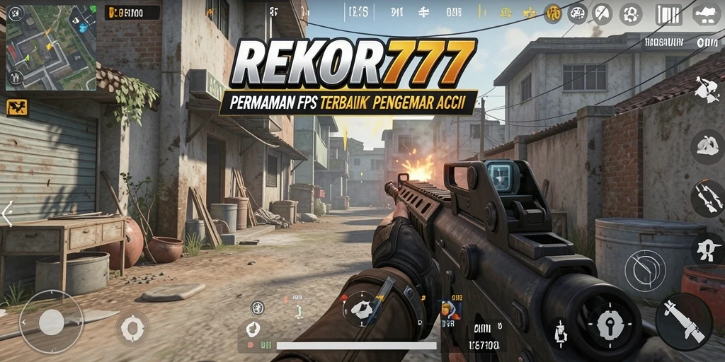 Screenshot utama REKOR777 menampilkan aksi pertempuran FPS yang mendebarkan.