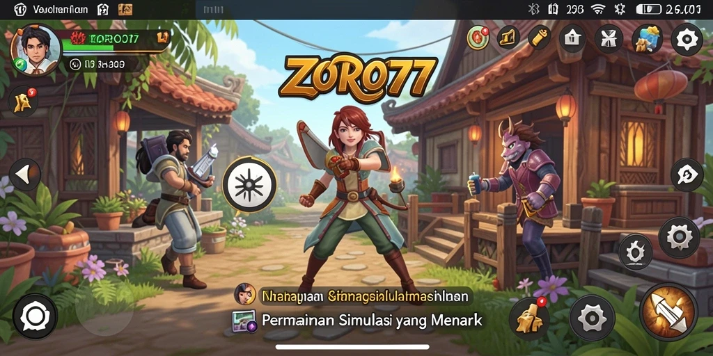 Screenshot gameplay ZORO77 menampilkan momen seru dalam simulasi.